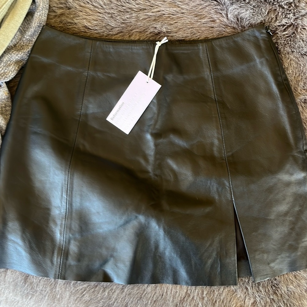 VEDA and reformation leather mini